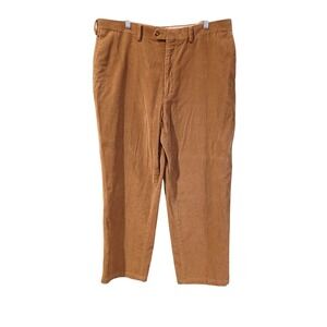 Savane Mens Corduroy Pants 40x29 Pecan Brown Cotton Flat Front Trousers